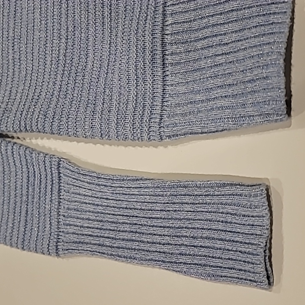 Nine West Sparkle Ribbed Knit Sweater Pastel Blue XS - Picture 4 of 13